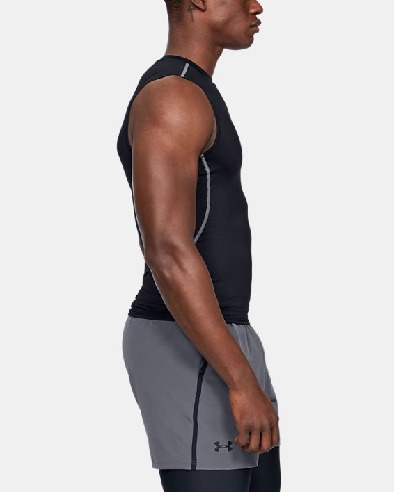 UA HeatGear® Armour - T-shirt Compression sans manches pour homme, Black, pdpMainDesktop image number 2